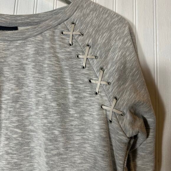Selected Femme Gray Lace Up Shoulder Detail Sweatshirt - Picture 3 of 7